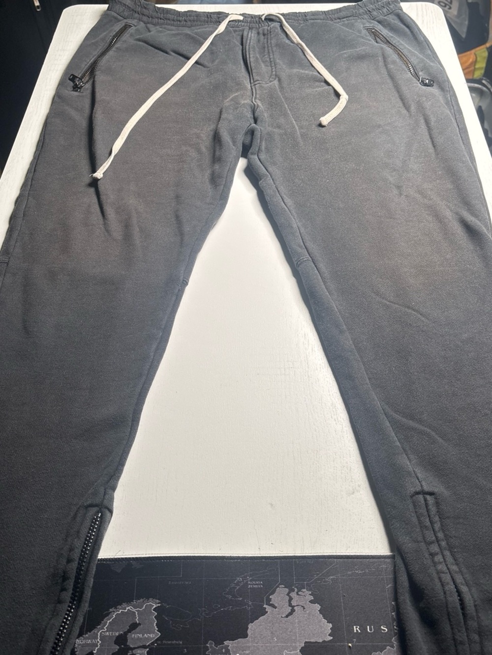 Essentials Black/Charcoal Jogger Sweatpants with White Drawcord